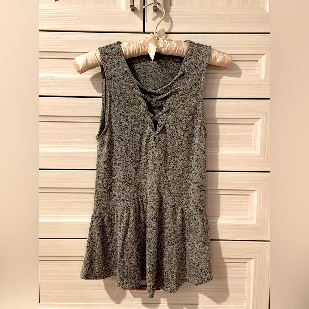 Express Lace-up Gray bohemian festival tank